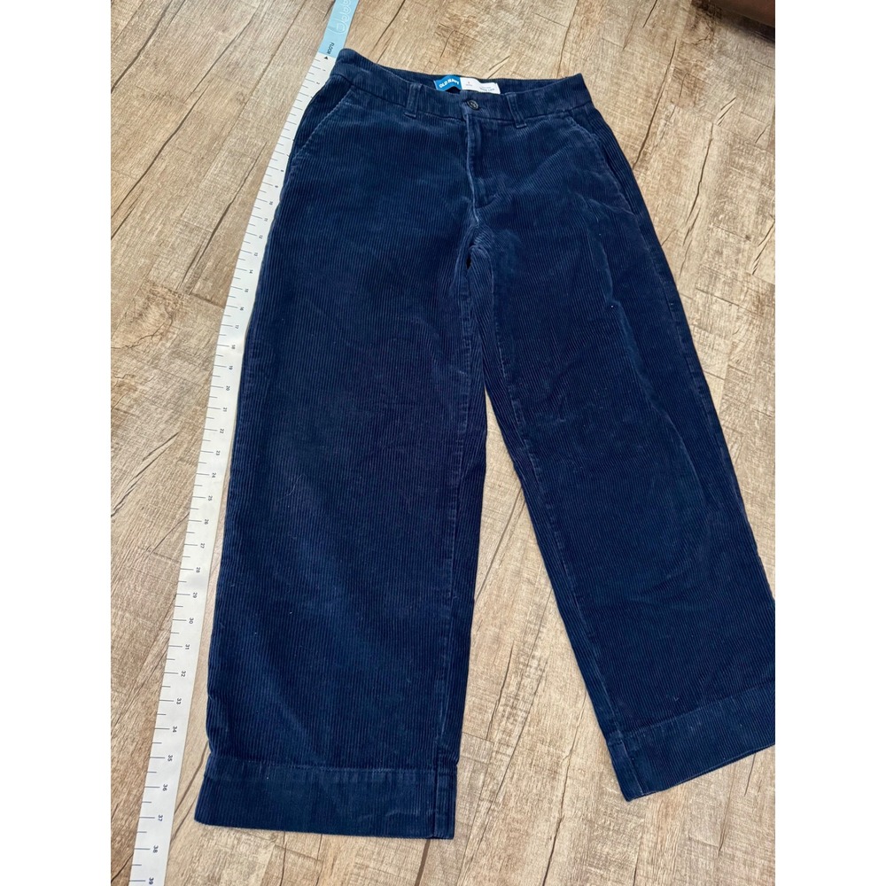 Old Navy High-Rise Wide Leg Corduroy Pants Navy Blue Womens Size 2 Petite - Picture 2 of 11